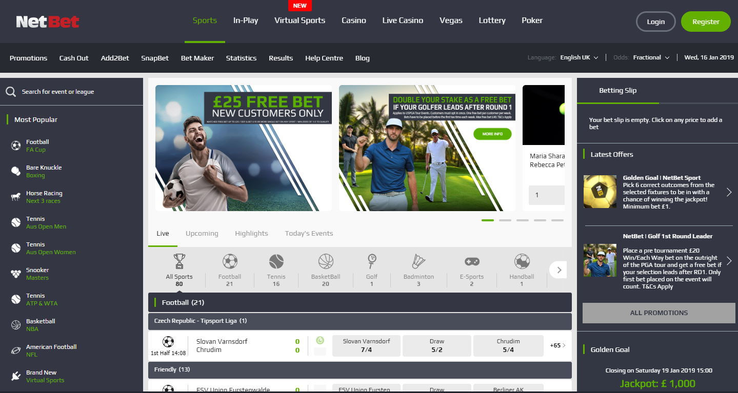 NetBet Sports Betting Home Page Free Bets